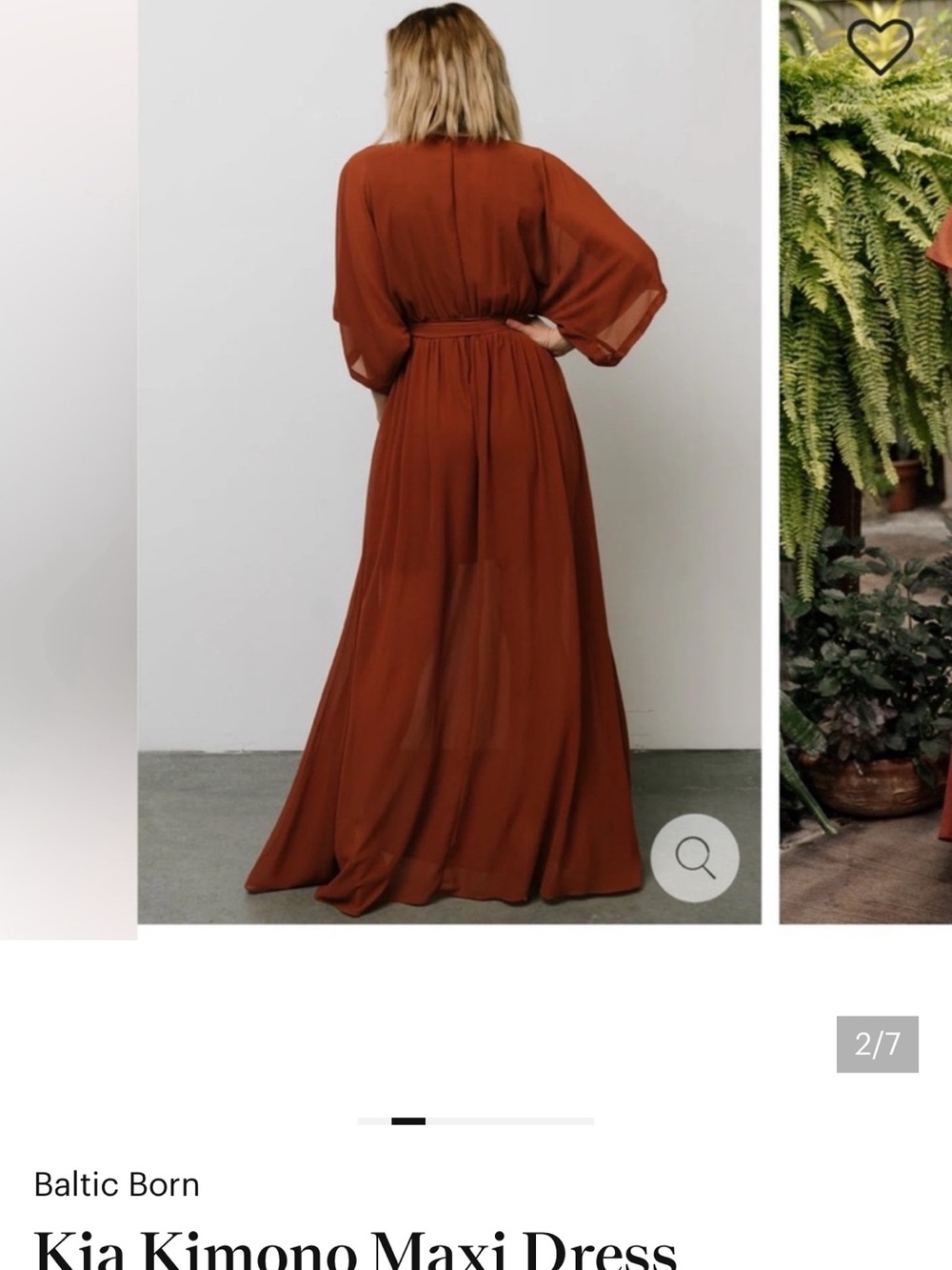 Baltic Born Kia Kimono Maxi Dress - Rust - Picture 2 of 4